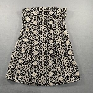 Asos design a-line bandeau mini dress in Black/ White floral crochet